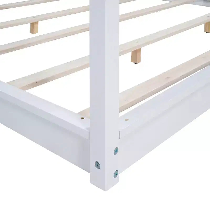 Letto a baldacchino con piattaforma, Struttura letto in legno con base bassa e gambe di supporto, Facile da montare, per bambini, ragazzi e ragazze