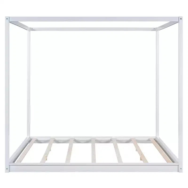 Letto a baldacchino con piattaforma, Struttura letto in legno con base bassa e gambe di supporto, Facile da montare, per bambini, ragazzi e ragazze