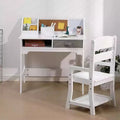 Scrivania e Sedia per Bambini, Tavolo da Studio in Legno con Contenitori, Libreria, Bacheca e Portapenne, Tavolo da Scrittura per Bambini e Bambine