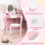 Tavolino da Trucco per Bambini 2-in-1 con Specchio e Lavagna