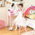 Tavolino da Trucco per Bambini 2-in-1 con Specchio e Lavagna