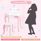Tavolino da Trucco per Bambini 2-in-1 con Specchio e Lavagna