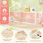 Letto a capanna in metallo full-size con 2 cassetti in tessuto, letto a piattaforma resistente