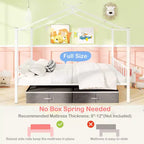 Letto a capanna in metallo full-size con 2 cassetti in tessuto, letto a piattaforma resistente
