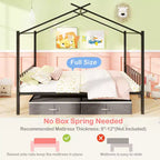 Letto a capanna in metallo full-size con 2 cassetti in tessuto, letto a piattaforma resistente