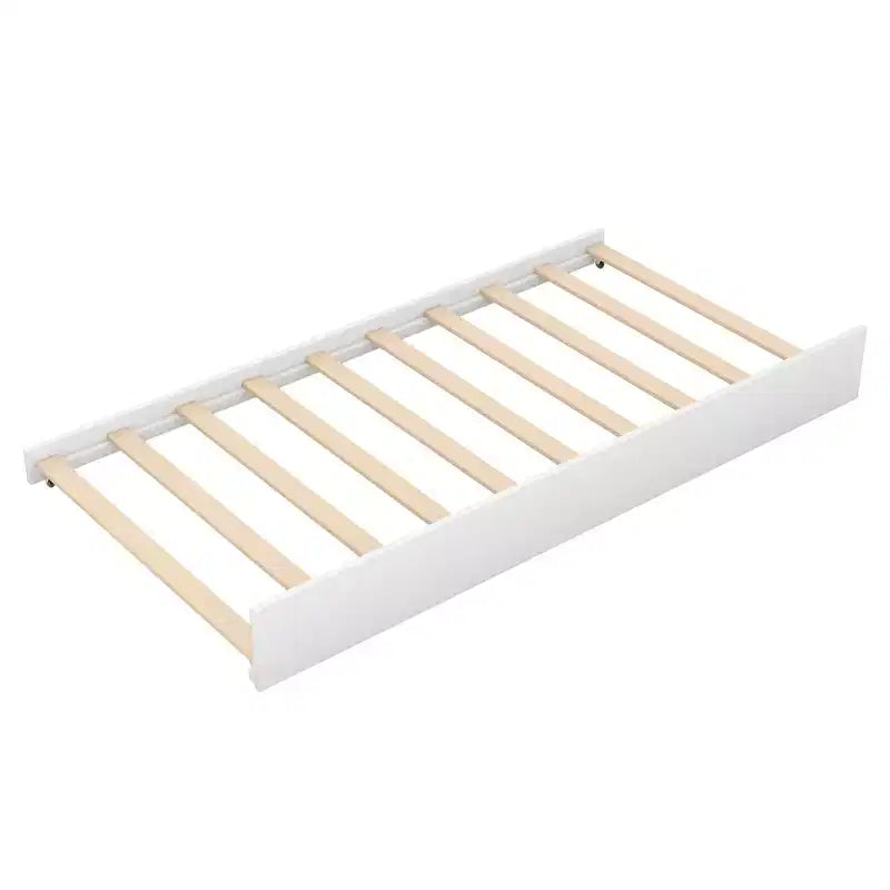 Letto a capanna in legno una piazza e mezza con letto estraibile, Bianco