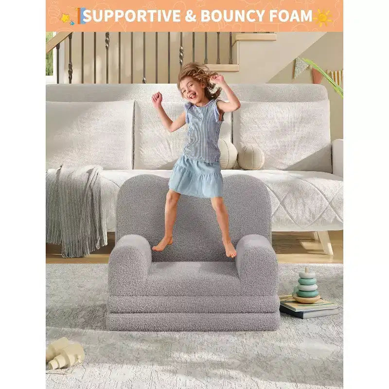 Divano per bambini 2 in 1, comodo divano, poltrona lunga, divano in morbida schiuma, regalo per bambini e bambine