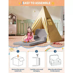 Divano per bambini 2 in 1, comodo divano, poltrona lunga, divano in morbida schiuma, regalo per bambini e bambine