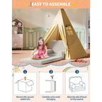 Divano per bambini 2 in 1, comodo divano, poltrona lunga, divano in morbida schiuma, regalo per bambini e bambine
