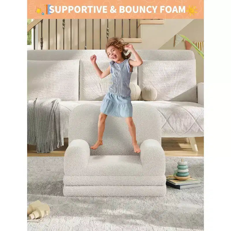 Divano per bambini 2 in 1, comodo divano, poltrona lunga, divano in morbida schiuma, regalo per bambini e bambine