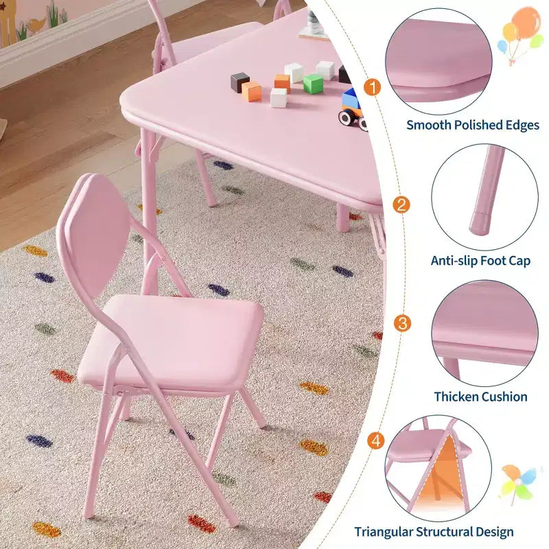 Tavolo e sedie pieghevoli da 5 pezzi, tavolo e sedie per attività per bambini e bambine per sala da pranzo, asili nido, aule