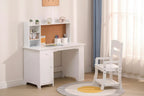 Scrivania per bambini, tavolo e sedia da studio per bambini e bambine, tavolo da scrittura in legno per bambini con libreria, bacheca, armadietto e cassetto per età 3-8