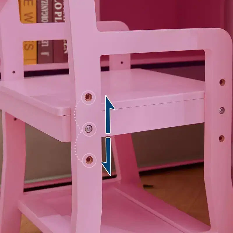 Scrivania per bambini, tavolo e sedia da studio per bambini e bambine, tavolo da scrittura in legno per bambini con libreria, bacheca, armadietto e cassetto per età 3-8