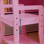 Scrivania per bambini, tavolo e sedia da studio per bambini e bambine, tavolo da scrittura in legno per bambini con libreria, bacheca, armadietto e cassetto per età 3-8