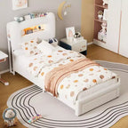 Struttura letto imbottita a LED, letto a piattaforma con cassetti e testiera contenitore per bambini/ragazzi/ragazze, supporto resistente, non è necessaria la rete a molle