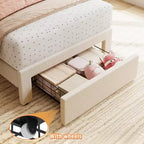 Struttura letto singolo imbottita in velluto con cassetti e testiera, lettino per bambini, con doghe in legno, design a basso profilo