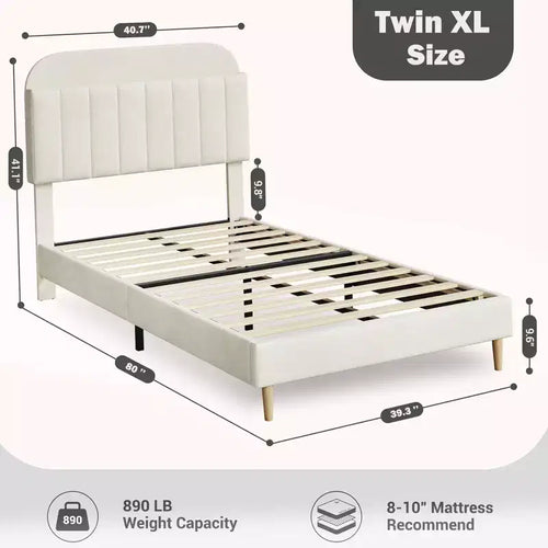 Struttura letto, struttura letto a piattaforma imbottita con testiera a libreria, gambe di supporto in acciaio resistente, facile montaggio, silenzioso