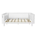 Struttura letto a piattaforma in legno Queen Size, letto Queen a profilo basso in legno con sponde e ringhiere protettive per bambine e bambini