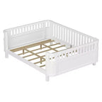 Struttura letto a piattaforma in legno Queen Size, letto Queen a profilo basso in legno con sponde e ringhiere protettive per bambine e bambini