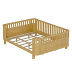 Struttura letto a piattaforma in legno Queen Size, letto Queen a profilo basso in legno con sponde e ringhiere protettive per bambine e bambini