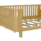 Struttura letto a piattaforma in legno Queen Size, letto Queen a profilo basso in legno con sponde e ringhiere protettive per bambine e bambini
