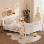 Struttura letto a piattaforma in legno Queen Size, letto Queen a profilo basso in legno con sponde e ringhiere protettive per bambine e bambini