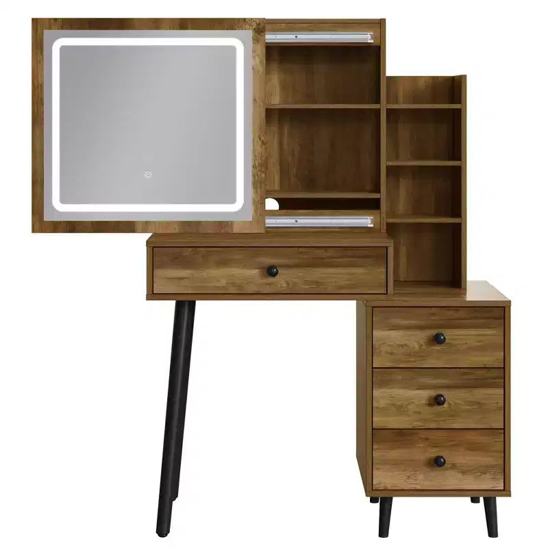 Toeletta con specchio illuminato, tavolo da trucco Hollywood regolabile a 3 colori con 4 cassetti
