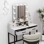 Toeletta con specchio illuminato, tavolo da trucco Hollywood regolabile a 3 colori con 4 cassetti