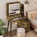 Toeletta con specchio illuminato, tavolo da trucco Hollywood regolabile a 3 colori con 4 cassetti