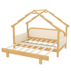 Letto a Casetta in Legno con Sponde Imbottite a Cuscino, per Bambini, Ragazzi, Ragazze, Bianco