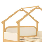 Letto a Casetta in Legno con Sponde Imbottite a Cuscino, per Bambini, Ragazzi, Ragazze, Bianco