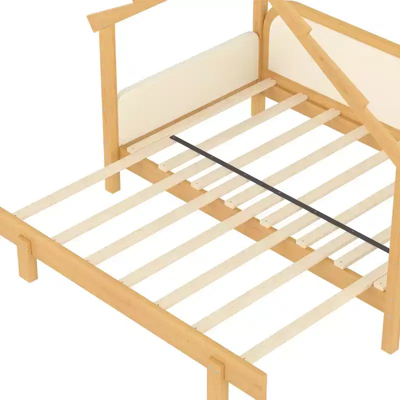 Letto a Casetta in Legno con Sponde Imbottite a Cuscino, per Bambini, Ragazzi, Ragazze, Bianco