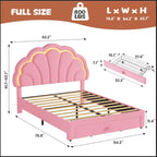Struttura letto imbottita a LED, con cassetto portaoggetti, testiera chic regolabile, letto a piattaforma Princess in pile berbero per bambini, supporto in legno, senza rete a molle
