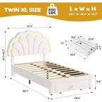 Struttura letto imbottita a LED, con cassetto portaoggetti, testiera chic regolabile, letto a piattaforma Princess in pile berbero per bambini, supporto in legno, senza rete a molle