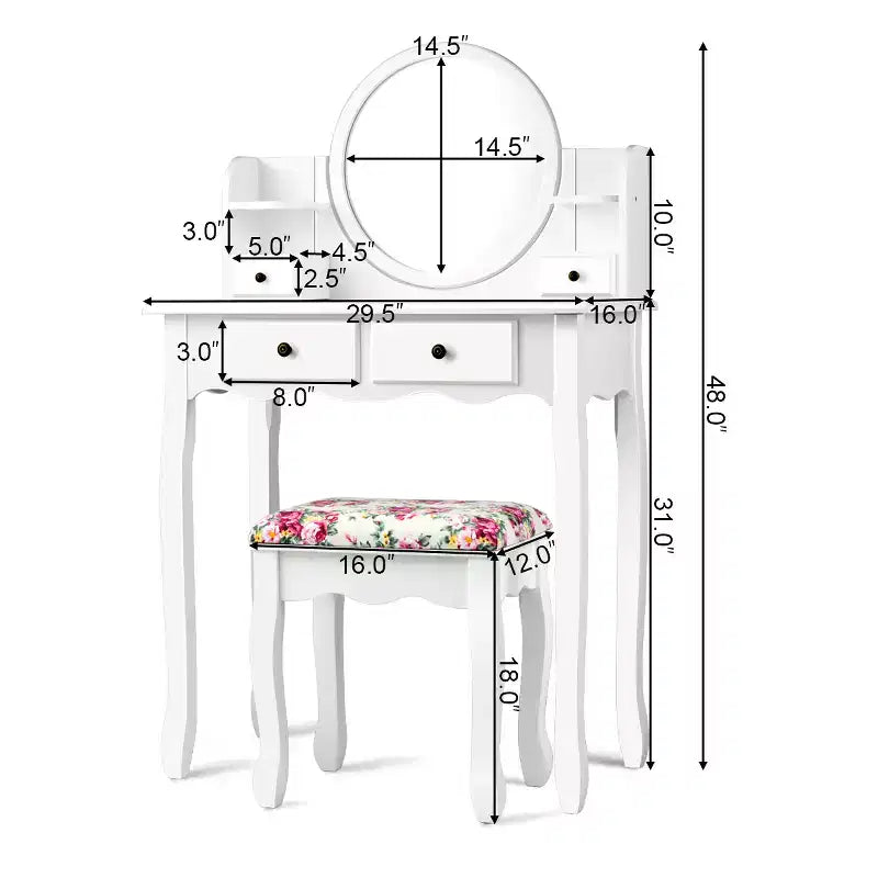 Cassetti del tavolo da trucco con specchio ovale, regalo per bambini
