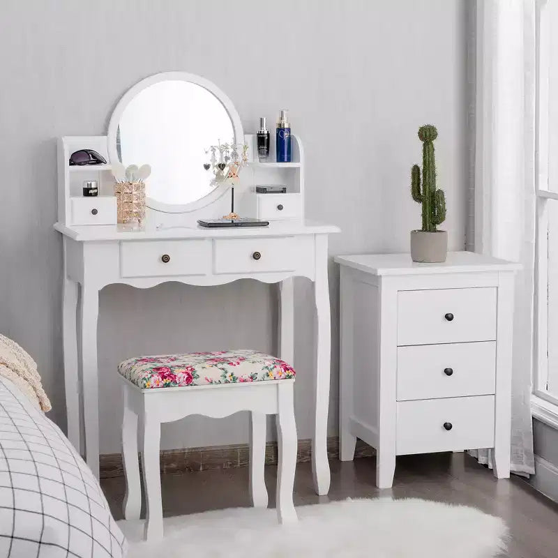 Cassetti del tavolo da trucco con specchio ovale, regalo per bambini