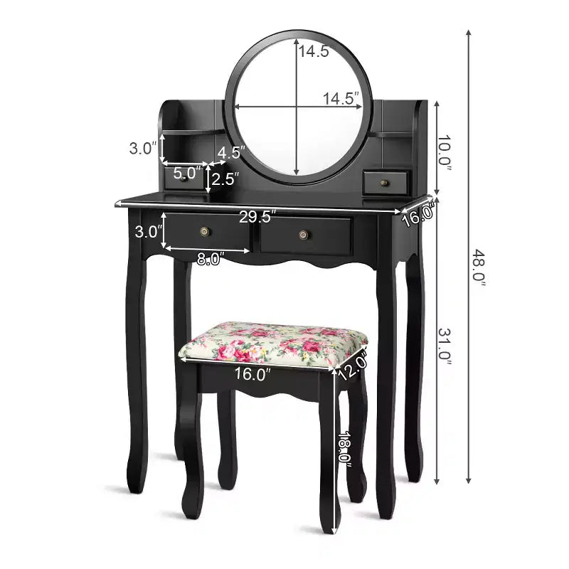 Cassetti del tavolo da trucco con specchio ovale, regalo per bambini