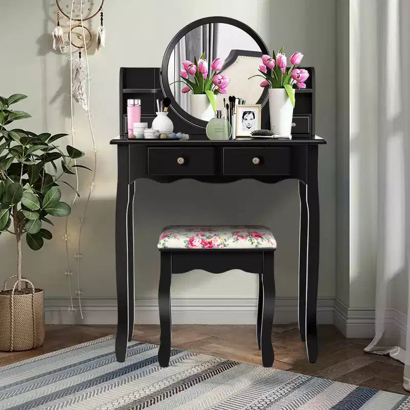 Costway Makeup Vanity Table Drawers Oval Dressing Table Kids Gift