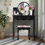 Costway Makeup Vanity Table Drawers Oval Dressing Table Kids Gift