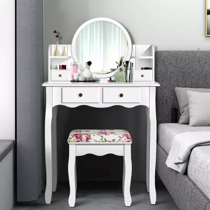 Cassetti del tavolo da trucco con specchio ovale, regalo per bambini