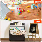 Organizzatore/Mobile per Giochi in Legno per Bambini con Contenitore su Ruote e Contenitori in Plastica, Naturale/Espresso