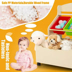Organizzatore/Mobile per Giochi in Legno per Bambini con Contenitore su Ruote e Contenitori in Plastica, Naturale/Espresso