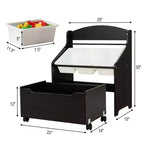 Organizzatore/Mobile per Giochi in Legno per Bambini con Contenitore su Ruote e Contenitori in Plastica, Naturale/Espresso