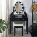 Modern Makeup Vanity, Girls Vanity Set with Lighted Mirror and Cushioned Stool