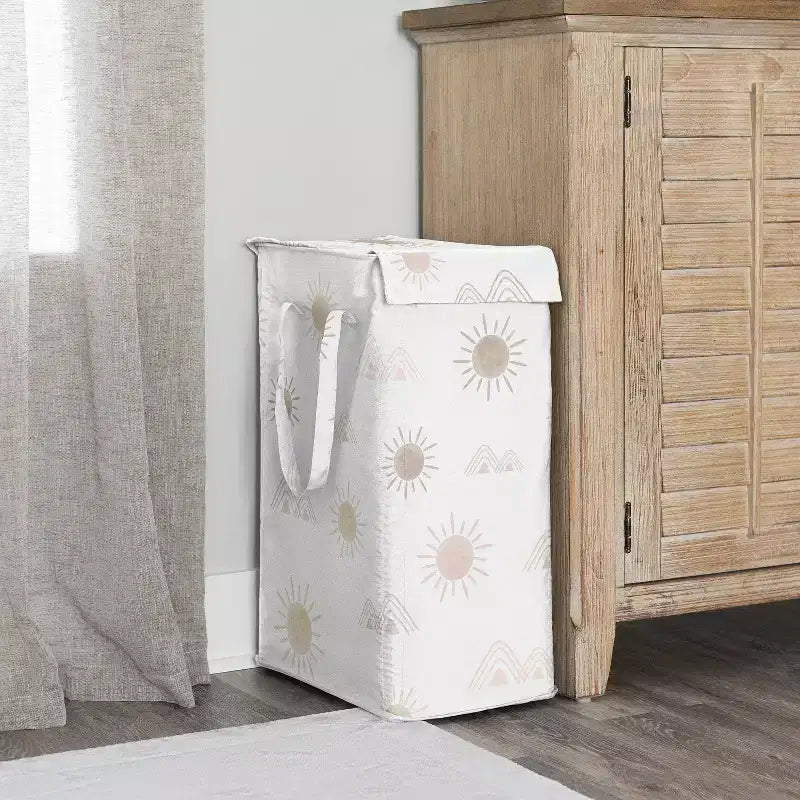 Cesta portabiancheria pieghevole per bambina con manici Desert Sun Rosa Beige