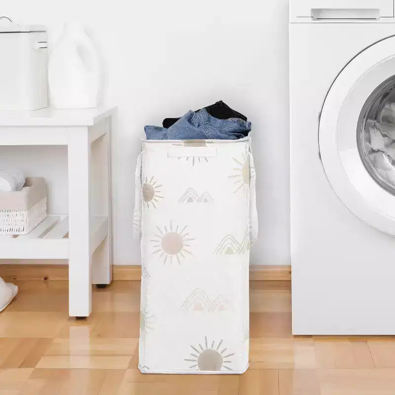 Cesta portabiancheria pieghevole per bambina con manici Desert Sun Rosa Beige